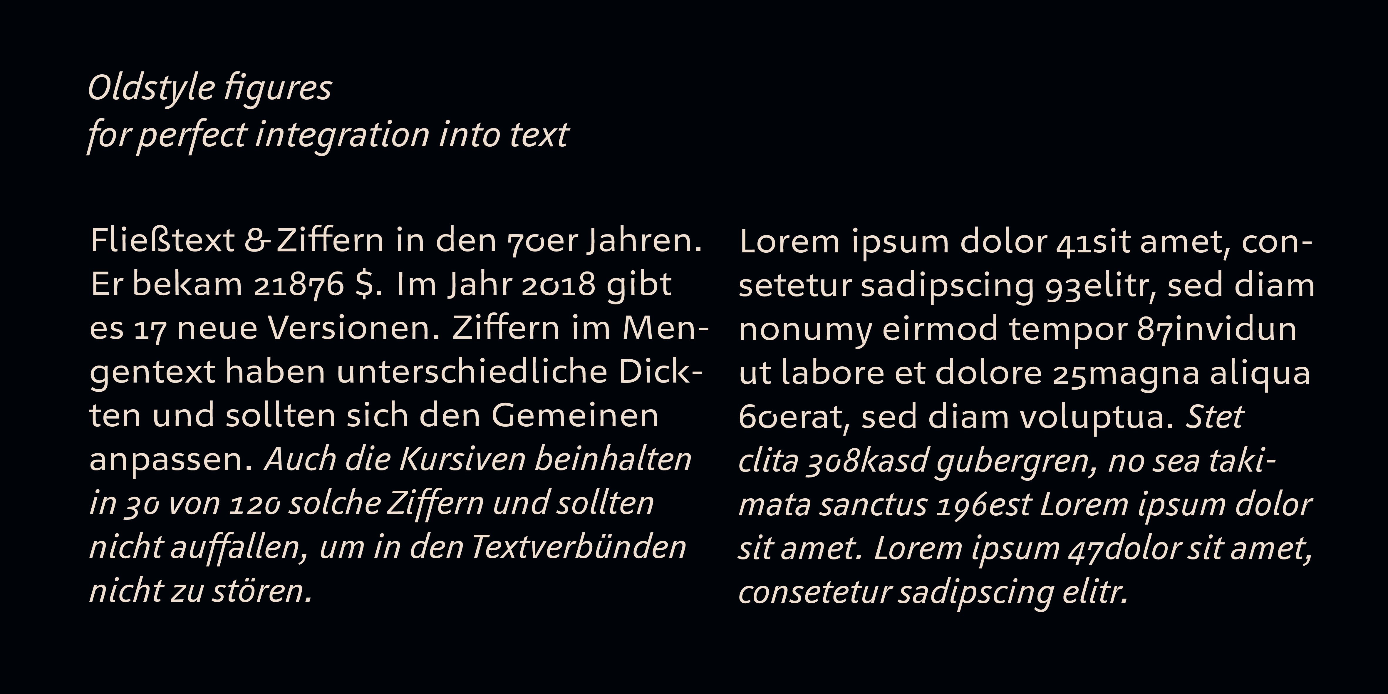Die Mediävalziffern fügen sich bestens in den Fließtext ein